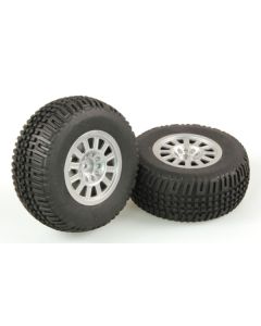 Helion HLNA0077 Tires, Mounted, Silver Wheel (2pcs/ Dominus SC) 1/10