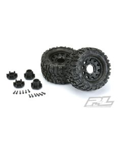 PROLINE 1170-10 TRENCHER 2.8 TIRES MOUNTED ON RAID BLACK REMOVABLE HEX WHEELS 2pcs  1/10