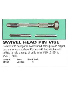 Exel 55661 Swivel head pin vise with 2 double ended collets