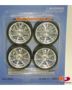 Ddaus 2002-1 8-Spoke Wheel Set (Rim & Tyre) (4pcs) 1/24