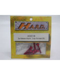 H.A.R.D H3318R Alu Cap Head Hex Screws 3x18mm (6pcs) Red Color
