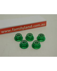 Venom 2086 Lock Nut Alu. Nylon Flanged 5mm green/5pcs