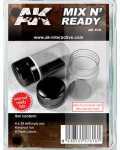 AK Interactive AK616 Mix N Ready - 4 x 35ml Empty Jars