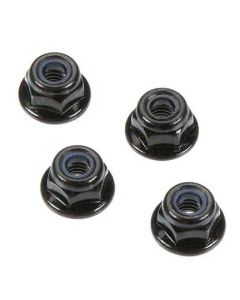 Arrma 708001 Flange Lock Nuts, 4mm, Black, 4pcs