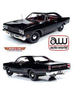 Auto World AMM1204 X9 Black Velvet 1969 Plymouth Duster GTX Hardtop (MCACN) 1/18