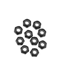 Axial AXA1053 Nylon Locking Hex Nut, M3, Black, 10 pcs