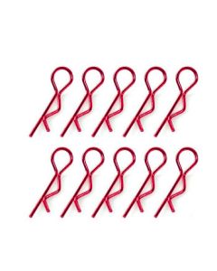 Team Corally 35111 Body Clips - 45° Bent - Medium - Red - 10 pcs