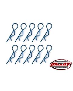 Team Corally 35115 Body Clips - 45° Bent - Medium - Blue - 10 pcs