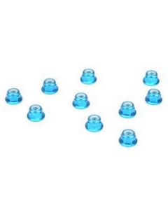 Dynamite DYN8572 4mm Alum Flanged Lock Nut, Blue (10)