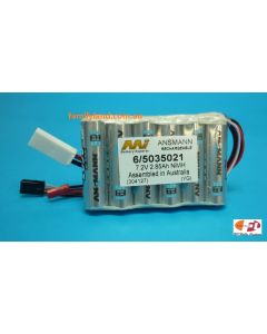 Family Land 5035021/6F NiMh Battery 2850mAh/ 7.2V Flat Pack with Mini Tamiya, Futaba, JST Connectors