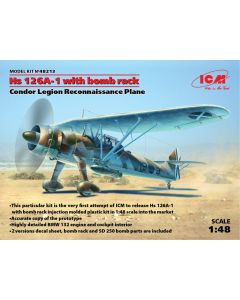ICM 48213 Hs 126A-1 with Bomb Rack Condor Legion Reconnaissance Plane 1/48