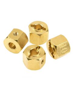 Integy 31050 12mm Hex Wheel (4) Hub Brass 10mm Thick for Axial SCX-10, Wraith & CC01 Crawler