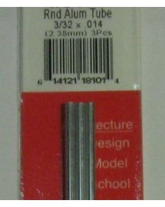 K&S 8101 ALU. TUBE 3/32x12" (.014 Wall) (3pcs)