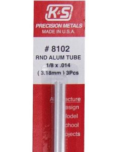 K&S 8102 Round Alu. Tube 1/8"x12" (3pcs/ .014" Wall)