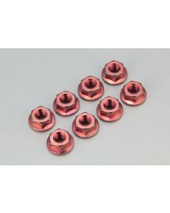 Kyosho N4045F-R Nut Flanged,Serrated M4x4.5 (Steel /Red /1358 /8pcs)