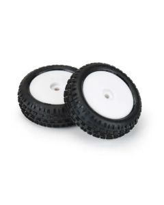 Proline 8298-13 Wedge Carpet Tyres Mounted on White Wheels, Mini-B Front (2pcs)