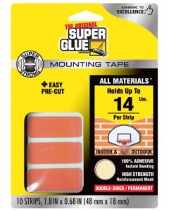 Super Glue 11710507 Super Strong Mounting Tape Pre-Cut Strips 48x18mm (1.8x0.68") 10pcs