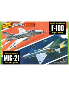 Lindberg HL432 Vietnam Era Fighters (F-100 Super Sabre & Mig-21BD) 2-Pack 1/72