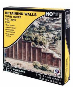 Woodland Scenics C1260 RETAINING WALLS Three Timber Sections HO Scale 1:87